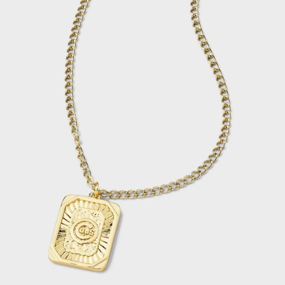 Bijoux Sport by Luv Aj MLB Gold Logo Dog Tag Pendant Necklace - Chicago Cubs